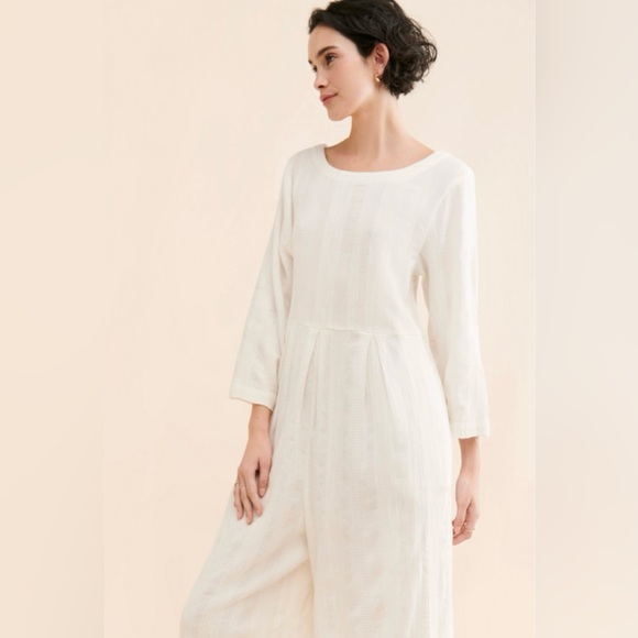 NEW NWT FREE PEOPLE Shiloh Cotton Linen Jumpsuit Ivory - Picture 2 of 9